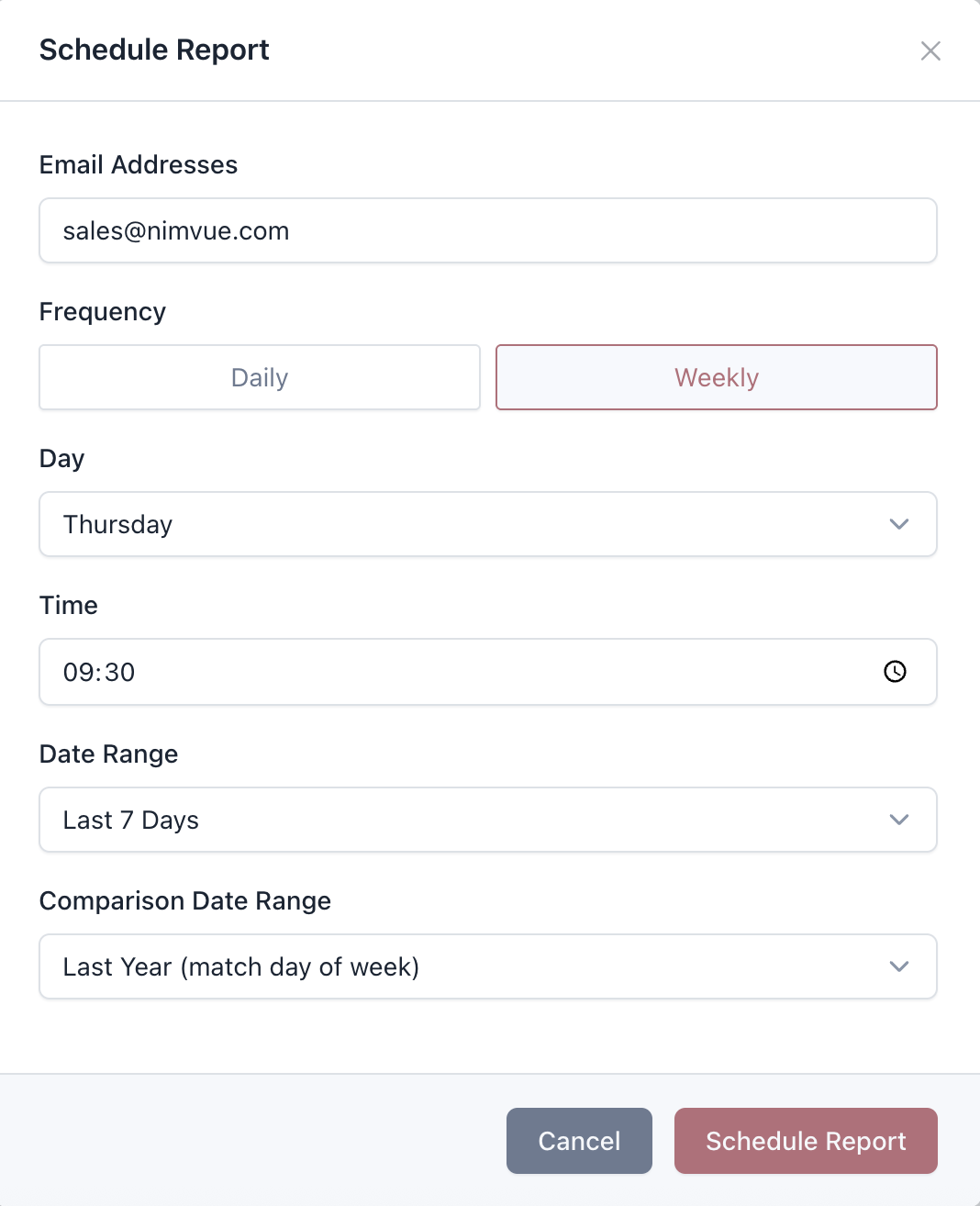 Nimvue automated report screenshot